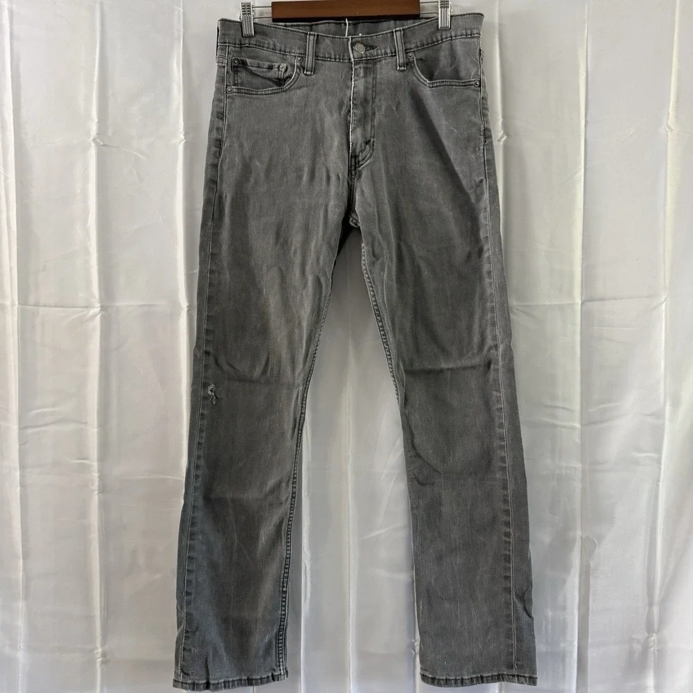 Levis 511 Slim Jeans Mens 33x32 Fits 32x31 Gray Faded Black Distressed Stretch